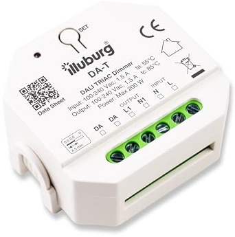 illuburg DALI PUSH Variateur pour LED et Transformateurs TRIAC Dimmables jusqu'à 200 W avec 1 Adresse DALI Actionneur de Variation Contrôleur