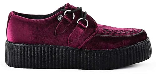 TUK skor unisex Viva High Creepers – läder plattform snörning gotiska skor, Vinröd, 9 UK Men/ 10 UK Women