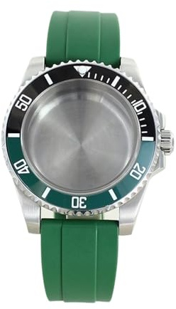 1st vattentät 40 mm klockfodral 316L rostfritt stål for ETA 2824 rörelse 28,5 urtavla gummirem(Green strap 4)