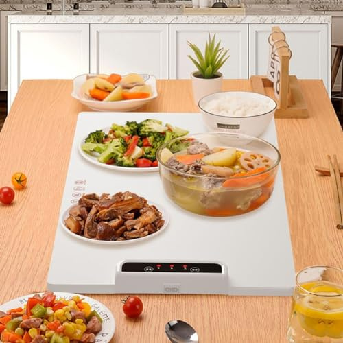 Bandeja de calentamiento eléctrica inalámbrica de silicona, calentador de alimentos plegable de temperatura ajustable para el hogar, fiestas y eventos
