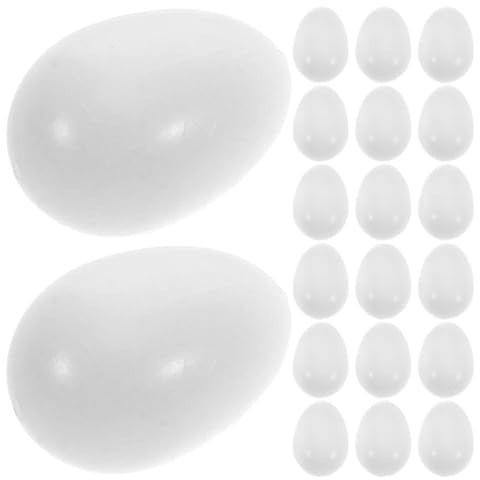 IMIKEYA 22 Pièces Œufs Artificiels Réalistes pour Oiseaux en Plastique Blanc, Texture Mate Naturelle, Simulent la Coquille D'œuf et Réduisent Le Picage pour Volières et Élevage de