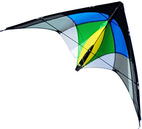 CIM Lenkdrachen - 1-2-SEVEN cool - für Kinder ab 8 Jahren, fliegt in einem extrem großen Windbereich - 104x52cm - inkl. Steuerleinen mit Gurtschlaufen