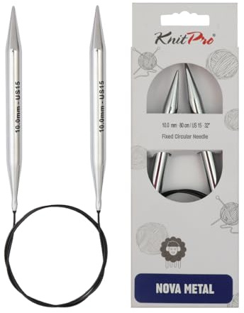 Knitpro - Knitpro Nova (50 cm x 10,00 mm) Feste kreisförmige Nadeln - 1 Einheit, Silver