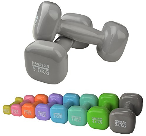 Vinyl Hantel 2er Set Verschiedene Gewichte und Farbe zur Auswahl (Grau, 2 x 5 kg)