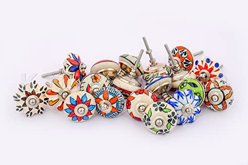 Mix aus Keramikknäufen im Vintage-Look, Blumendesign, Griffe für Türen, Schränke, Schubladen, 20 Stück