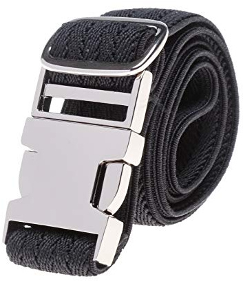 Kajeer Kinder Elastische Schnalle Hose Gürtel - Verstellbarer Jungen Gürtel mit Zinklegierung Schnalle für Mädchen Einfacher Verschluss (Schwarze Kräuselung)