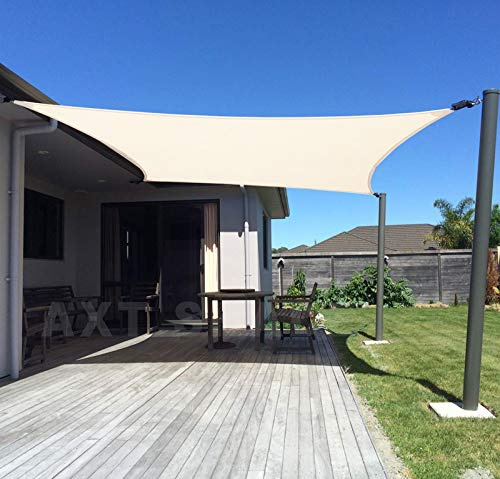 AXT SHADE Sonnensegel Rechteckig 3,5x5m Atmungsaktiv Wasserdurchlässig Sonnenschutz Wetterschutz Windschutz HDPE mit UV Schutz für Terrasse Balkon Garten-Creme