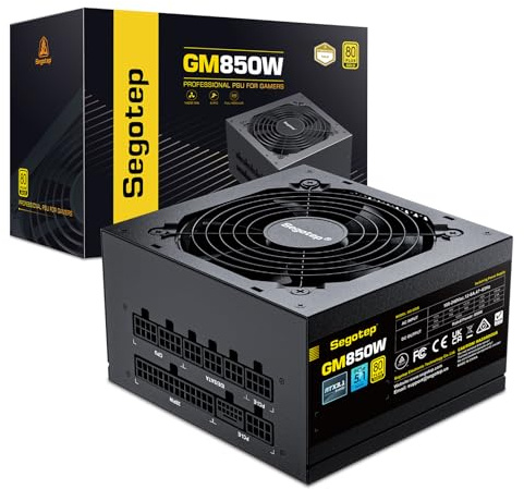 Segotep GM850 Power Supply 850W, PCIe 5.1 & ATX 3.1 Full Modular 80 Plus Gold Certified Gaming PSU for NVIDIA RTX 20/30/40 Series and AMD Graphics Cards
