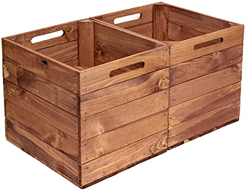 Set di 2 cassette in legno Expidit per vino e frutta, dimensioni 33 x 37,5 x 32,5 cm, inserto Kallax (ocra)