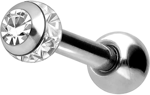 PIERCINGLINE Ohrpiercing als EPOXY-RING-KUGEL mit Kristall - Ohrstecker oder Helixpiercing in 4 Farben und 2 Kugelgrößen