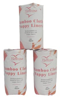 Bellissimo Baby™ Bambus-Windeleinlagen, biologisch abbaubar, 300 Blatt, groß, weich, wiederverwendbar, kompostierbar, für wiederverwendbare Stoffwindeln