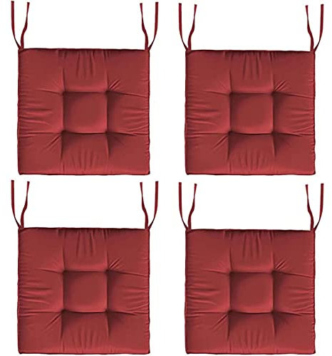 TOULIVER 4er Set Stuhlkissen 40x40/45x45 Bequeme 7cm Polsterauflage Auflage für Stühle/Bänke in Haus und Garten Sitzkissen Sitzauflage Gartenkissen Wasserfest,Rot,45x45cm