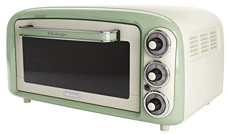 Ariete Vintage 97904 Mini Oven, 18 Litre Capacity, 1380 Watts, 3 Cooking Positions, Aluminium Baking Tray, 60 Minute Timer, Green
