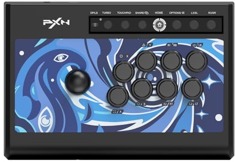 PXN 008 Arcade Stick, Joystick da Combattimento Arcade per PS3/PS4/Xbox One/Xbox Series X & S/Switch/PC Windows con Funzione Turbo, Leva del Cambio Rotonda, Pulsanti Meccanici