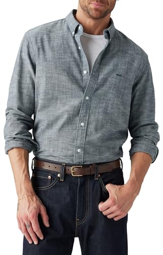 Levi's Chemise boutonnée Authentic pour Homme, Marlon Dark Blue Chambray, L