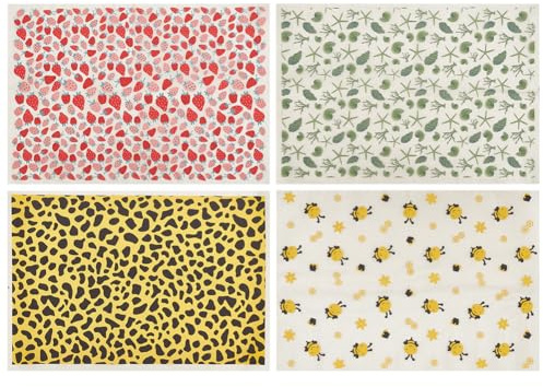 WEBEEDY 4 Stile Unterglasur-Transfers Keramik-Abziehbilder Bienenmuschel Erdbeere Leopard Porzellan Keramik-Ton Glasur-Transferpapierbögen Überglasur-Emaille-Aufkleber Wasserrutsch-Aufkleber