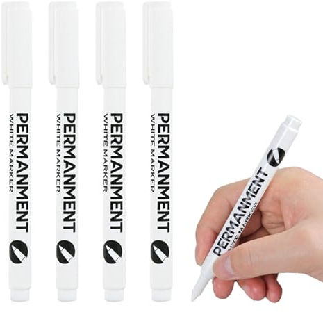 Sugeru 4pcs Stifte-Weißer-1mm Acrylstifte fein,Acrylmarker feine Rundspitze 1mm,Wasserbasiert Lackstift Weiß,Lichtecht und Wasserfest,für Stein,Keramik,Glas,Holz,Leinwand,nahezu alle Untergründe