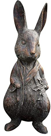 Ostern Deko Hase Figur Dekoration mit Harz Garten Kaninchenstatuen Dekoration, Osterdeko für Draußen Osterhasen stehend als Frühlingsdeko，Osterdekoration Vintage für Garten, Balkon Deko Wetterfeste2