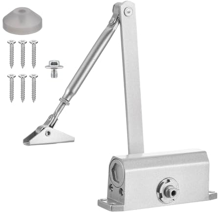 QUARKZMAN Chiusura Porta Automatica Chiudiporta Automatico Idraulico a Molla Regolabile per 25-65kg Porte Esterne Interne in Metallo Legno (Argento, Alluminio ,90D)