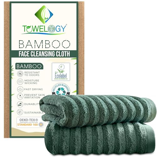 2-Packs Bamboo Face Cloths for Cleansing & Makeup Removal Exfoliating Facial Washcloths – Face Towel for All Skin Type 30x30cm (2, Castleton Green, 30x30cm)