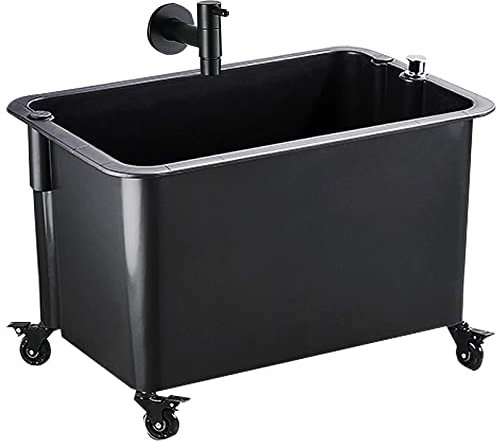 Mop Service Basin, Indoor/Outdoor Freestanding Sink Laundry Room Slop Sink Utility Tub Mop Bucket with Faucet for Restaurant Business
