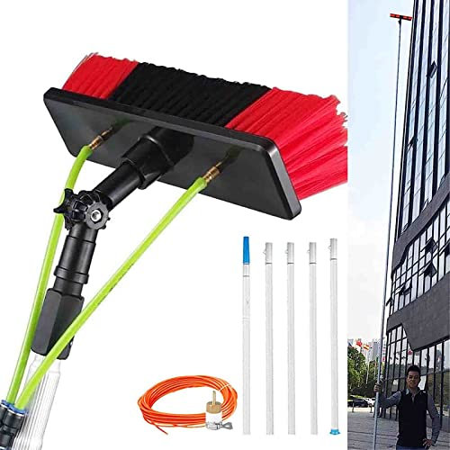 Poste de Limpieza de Ventanas Kit de Poste Alimentado por Agua Cepillo telescópico Limpiacristales Extensible Lavadora Limpiador de Techo Panel Solar de Vidrio para Exteriores, 11 m, Cabezal