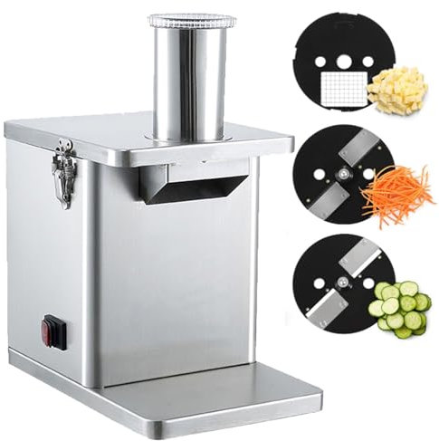 LYFDPN Tritatutto per Verdure Elettrico per Alimenti Commerciale 250W 3 in 1 Grattugia Multifunzionale Professionale per Verdure con 5 Tipi di stampi