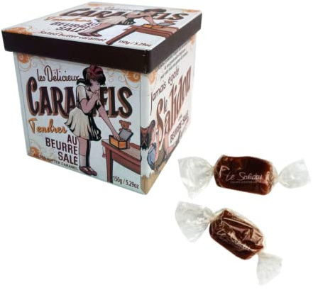 La Maison d'Armorine® | Einzeln verpackte gesalzene Butterbonbons | Metalldose mit Öffnungsverschluss - 150 Gr | Bonbon mit gesalzener Karamellbutter