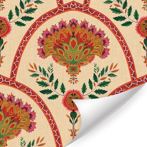 CHDITB Boho Floral Wallpaper Flower Mid Century Carnation Decal(44x300cm)
