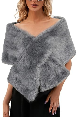 Genérico Estolas De 𝐏iel Gris Bufanda de conocimiento superficial de imitación de invierno lujosa para mujer, cuello envolvente, encogimiento de hombros para dama, poncho, cena de (Bronze, One Size)