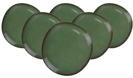 Villeroy & Boch like. by Lave Vert Brotteller 6er Set, 17 cm, Runde Beilagenteller mit einzigartiger Glasur, Skandinavisches Design, Steingut, Grün