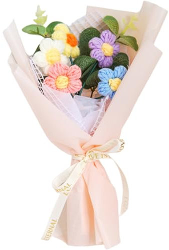 Crochet Flowers, Crochet Flower Bouquet Knitted Flowers Exquisite Packaging Long Storage Time Finished Crochet Bouquet Eternal Blessings Valentine's Day and Christmas Decorations