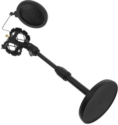 POPETPOP Clip Compatibile Vari Microfoni per Microfono Filtro Antipop, Supporto da Scrivania Stabile Base in Metallo e Plastica per Registrazione Voce