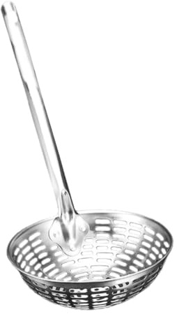 HIAKDOFT Écumoire Inox Brûlure pour Pâtes et Légumes Filtre à Nourriture Ergonomique Ustensile de Cuisine Polyvalent pour Wok Louche Ajourée Capacité