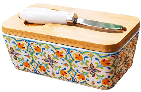 Burriera in ceramica con taglierina, contenitore ermetico per utensili da cucina per feste, cottura al bancone, riunioni in fattoria, inaugurazione della casa