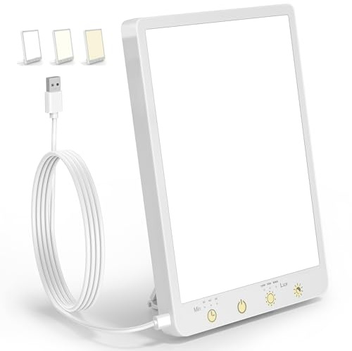 10000 Lux Light Therapy Lamp - Full Spectrum Therapy Light, 3 Color Temperature & Wall Mount, Portable Daylight Lamp for Home & Office, Memory Function & Touch Control.