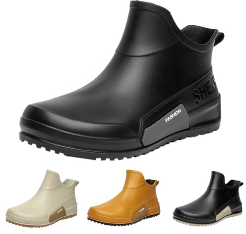 Stivali da Pioggia Donna Gomma Colorati Stivaletti Bassi Impermeabili Antiscivolo Stivali Corti PVC Rain Boots Eleganti Scarpe da Acqua Comode Neve Scarpe da Pioggia Moda Pesca Giardinaggio Esterni