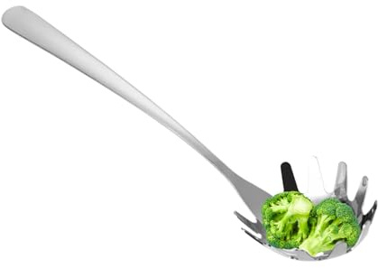 Cuillère à pâtes avec dents : construction durable en acier inoxydable, poignée confortable, finition polie douce | Serveur à spaghetti à nouilles passoire passoire ustensile de cuisine pour cuisine