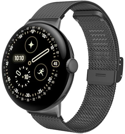iHoxstrapie Armband kompatibelt med Google Pixel Watch 4 45 mm 41 mm lätt rostfritt stål mesh sportarmband, Pixel 4/3 45mm, Rostfritt stål, Ingen ädelsten