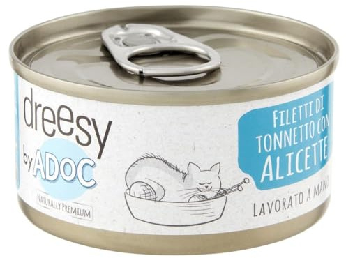 Shelter Box SPECIALICETTE - ADoC Cibo Umido Per Gatti Cat Gatto Filetti Di Tonnetto con Alicette - 24 Lattine da 85 grammi