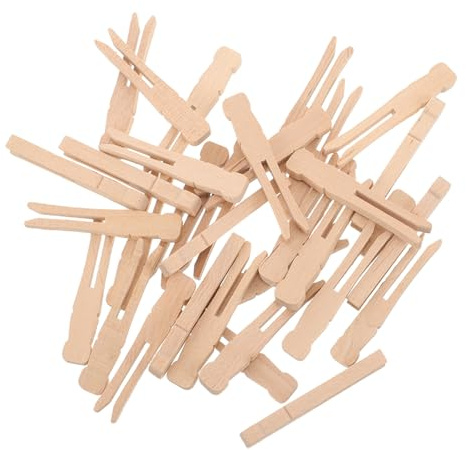 OFFSCH Mollette per Vestiti in Legno 30 Pezzi, Clip senza Molla Fessura Piatta, per Bucato e Lavoretti Artigianali, Supporto Resistente per Lavanderia e Decorazioni