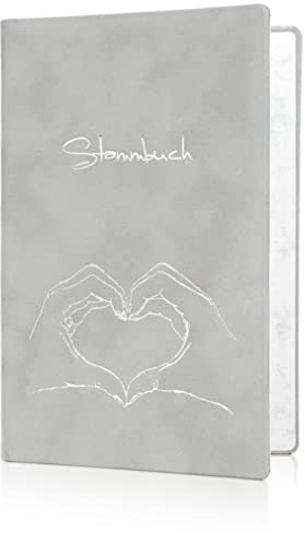 Stammbuch AHNENBAUM - grau, Velours, Herzprägung Silber, Stammbuchformat (14 x 21 cm). In buchbinderischer Handarbeit in Deutschland gefertigt