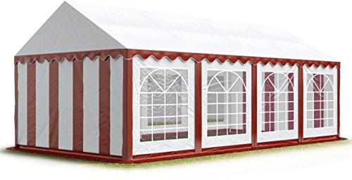 TOOLPORT Party-Zelt Festzelt 4x8 m Garten-Pavillon -Zelt PVC Plane 700 N in rot-weiß Wasserdicht