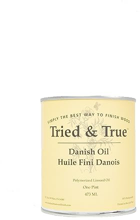 Tried & True Danish Oil, Pint - Pure Polymerized Linseed Oil Wood Finish, Ideal for Furniture, Rustic Pieces, & Priming Wood for Other Oil or epoxy-Based Products - Food Safe, Simple, Fast Curing