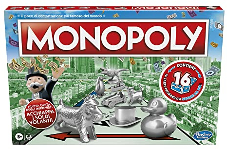Monopoly Hasbro Gaming Classico, Gioco da Tavolo da 2 a 6 Giocatori per Tutta la Famiglia, Gioco per Bambini e Bambine da 8 Anni in su