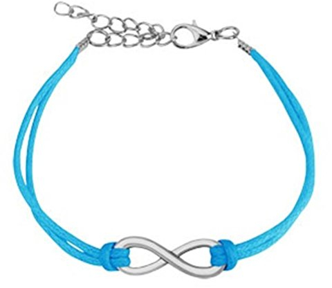 beyoutifulthings Wickel-Armband KLEINE UNENDLICHKEITS-Schleife Länge 260mm Breite 1,60mm verstellbar Karabinerverschluss Echt-Leder Infinity blau