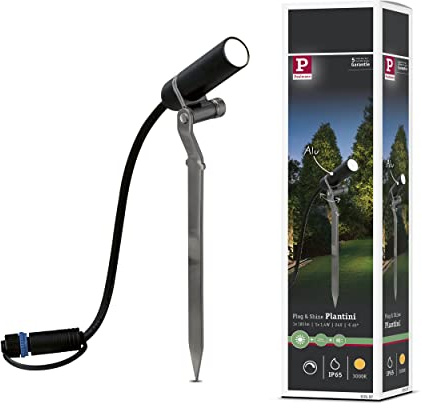 Paulmann 93997 Plug & Shine Spotlight Plantini 3000K 1,4W 24V 40° Anthrazit Alu 93997 Aussenleuchte Spotbeleuchtung Strahler Gartenleuchte