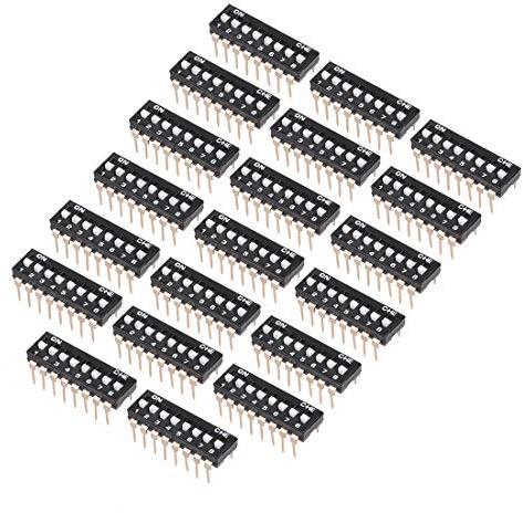 sourcing map 20 Pcs Black DIP Switch 1-8 Positions 2.54mm Pitch for Circuit Breadboards PCB
