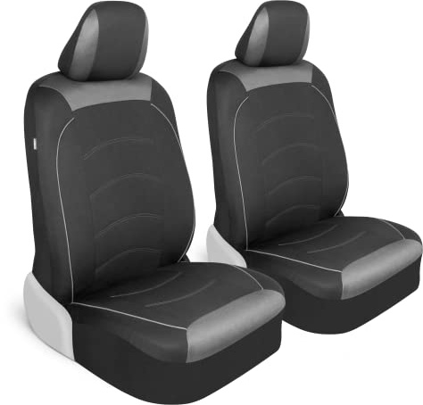 Motor Trend Black Cloth Car Seat Covers for Front Seats – Premium Automotive Bucket Seat Covers, Made for Vehicles with Removable Headrests, Interior Covers for Car Truck Van SUV Seat Protector