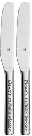 WMF NUOVA Brunchmesser, Frühstücksmesser Set 2-tlg mit Wunsch Gravur, Besteck Set, Frühstücksbesteck mit Name graviert, personalisiert